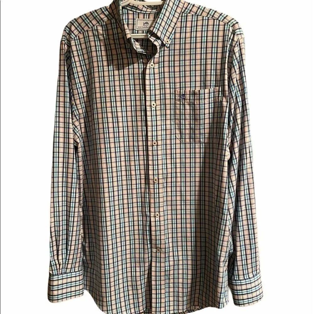 Southern Tide Button Up Plaid Shirt Size Medium